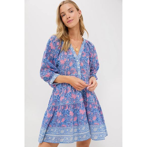 BELL BY ALICIA BELL Blue Pink Printed Clara Mini Dress NWT - Picture 3 of 6